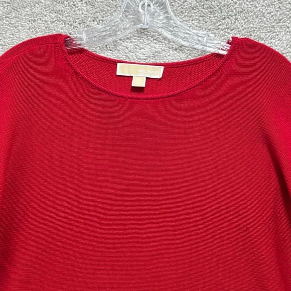 Michael Kors Red Tunic Sweater Long Sleeves With Gold Side Zippers - Picture 4 of 12